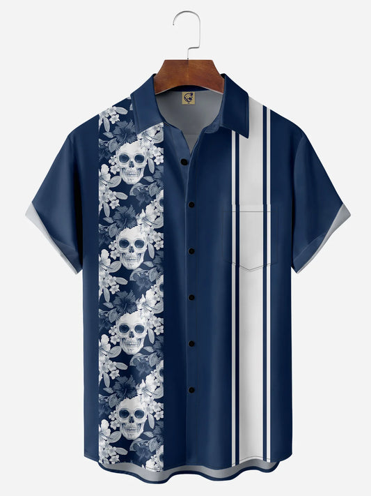 Bowling and Hawaiian Style Shirts (blue skull floral)